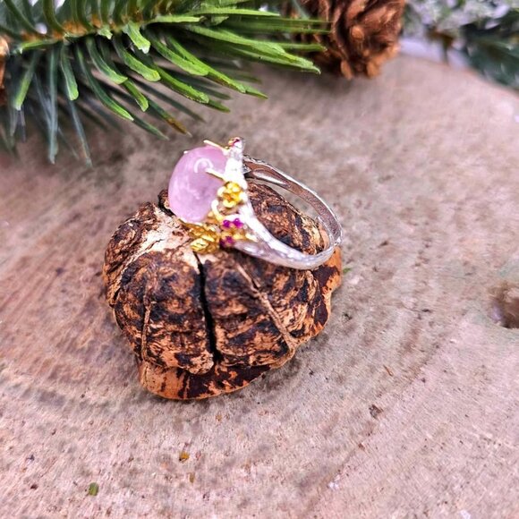 Nature Pink Morganite Stone Adjustable Ring - Picture 2 of 8